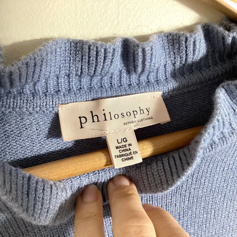 Philosophy Light Blue Ruffle Sweater - Picture 8 of 10